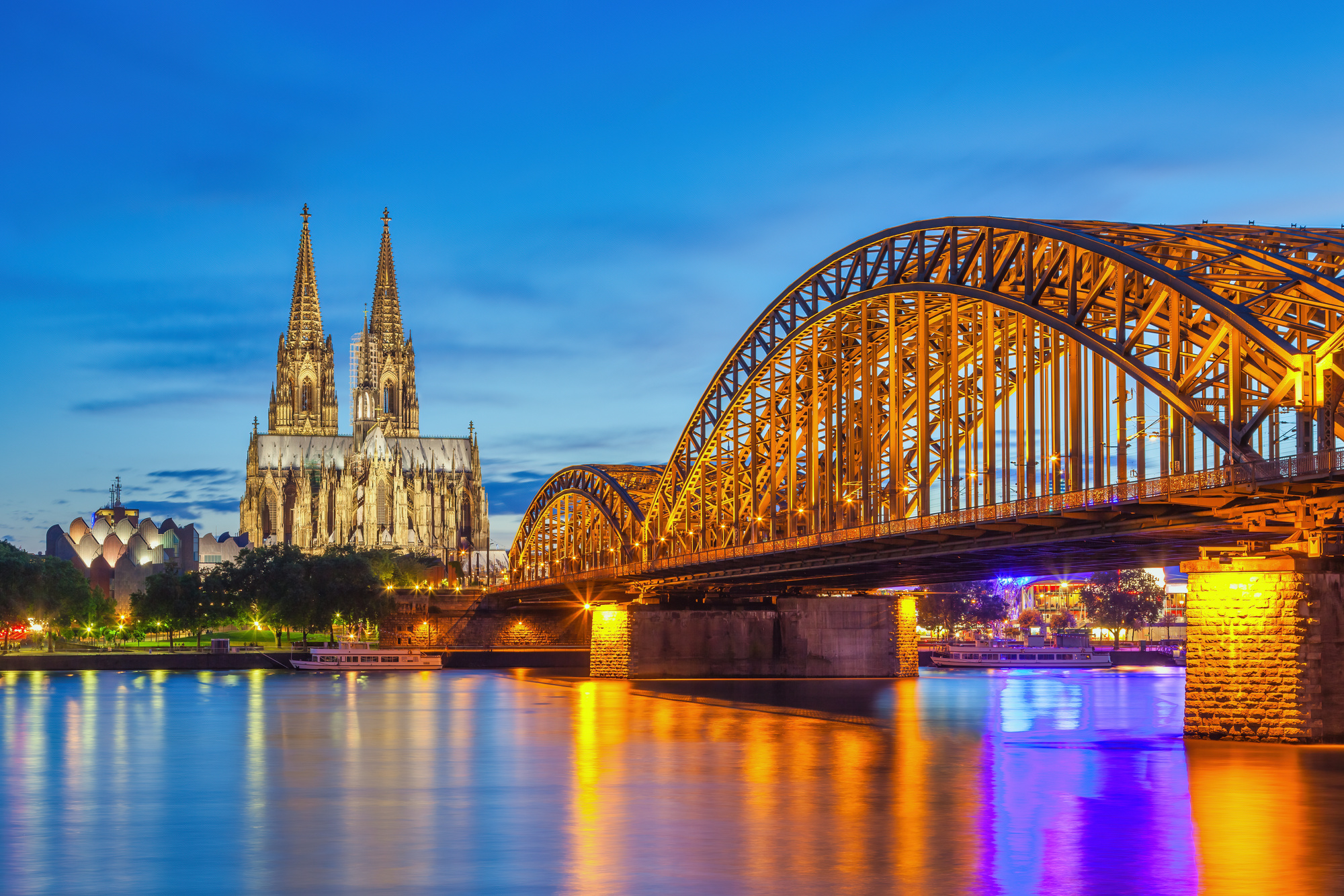 Cologne Germany, night city skyline at Cologne Cathedral (Cologne Dom)