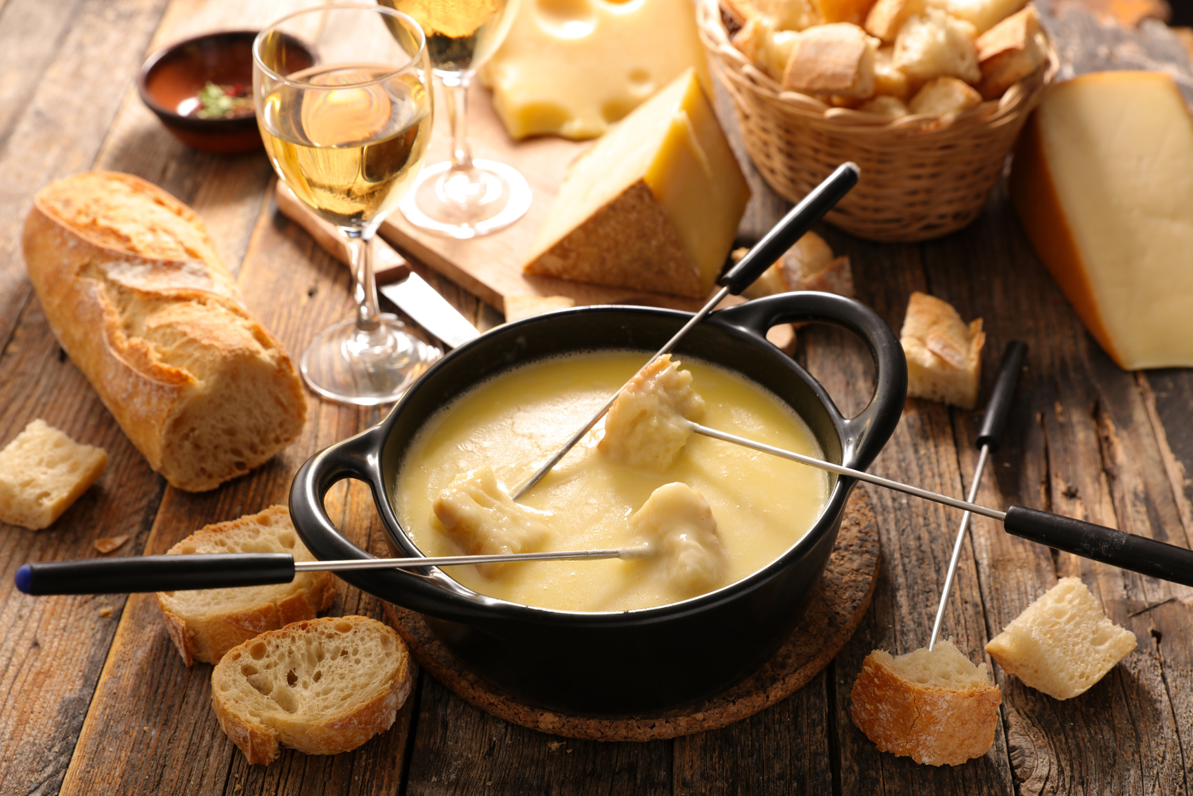 cheese fondue and bread